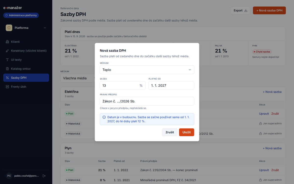 Adding a rate with a future start date