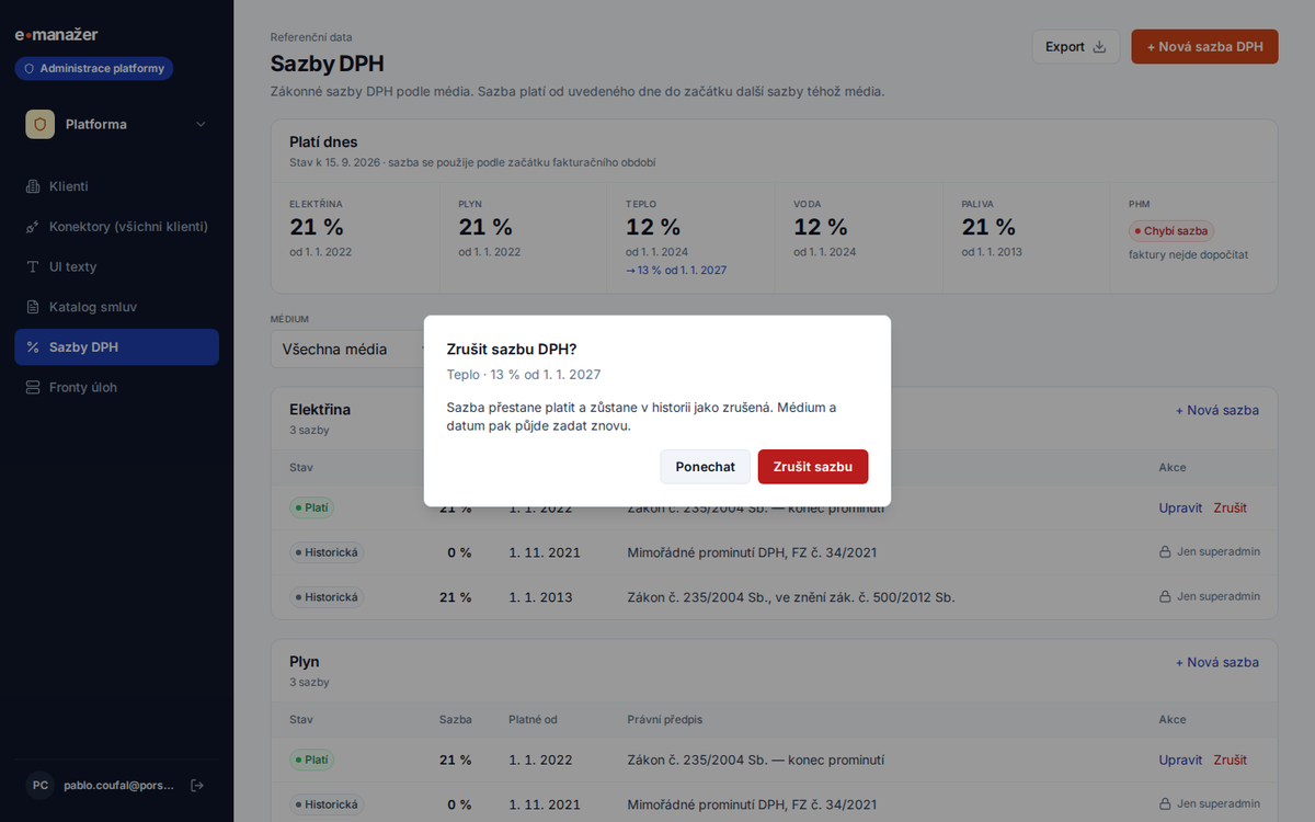 Withdrawing a rate